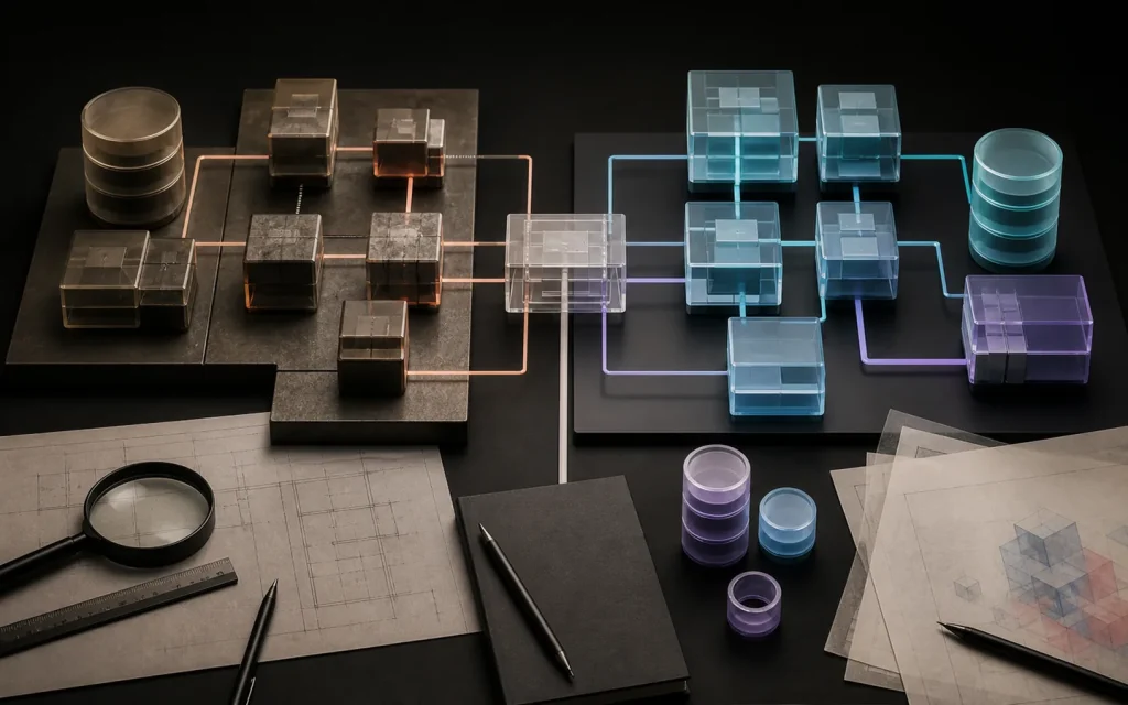 Architecture modulaire représentant la reprise progressive d’une application Laravel.